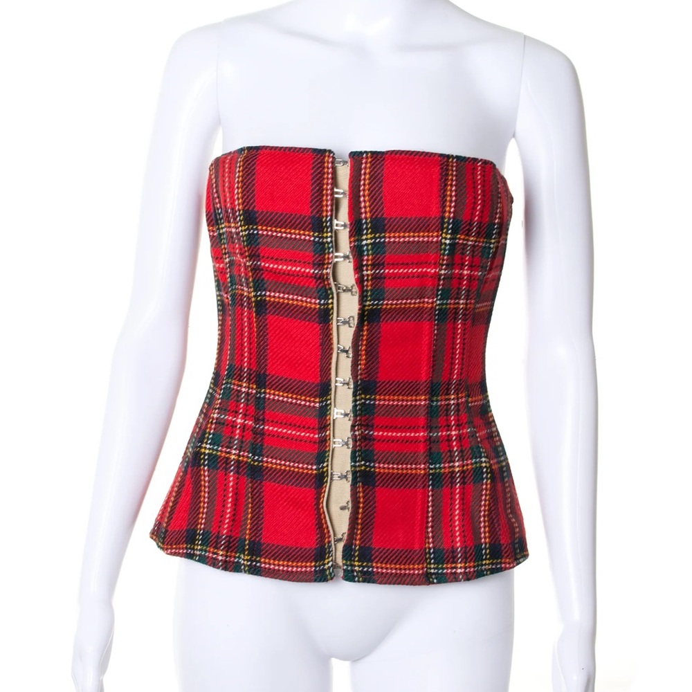 D&G 2000’s rare Red Plaid Corset Top